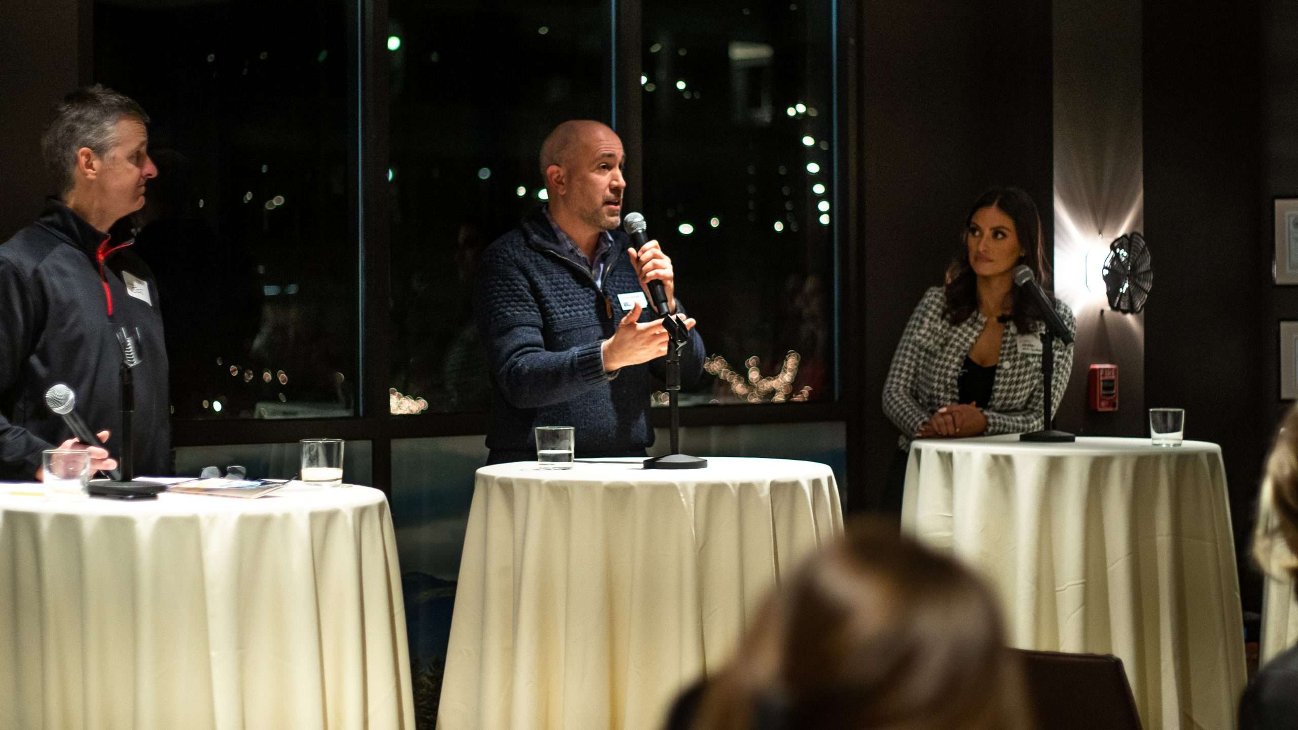 Members of the Hoeppner family, Steven Berbeco from the Mental Health Initiative, and Alexina Federhen Miss Vermont 2022 on a panel at Hotel Vermont on the evening of January 9th.